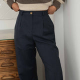 Mara Navy Wool Trousers