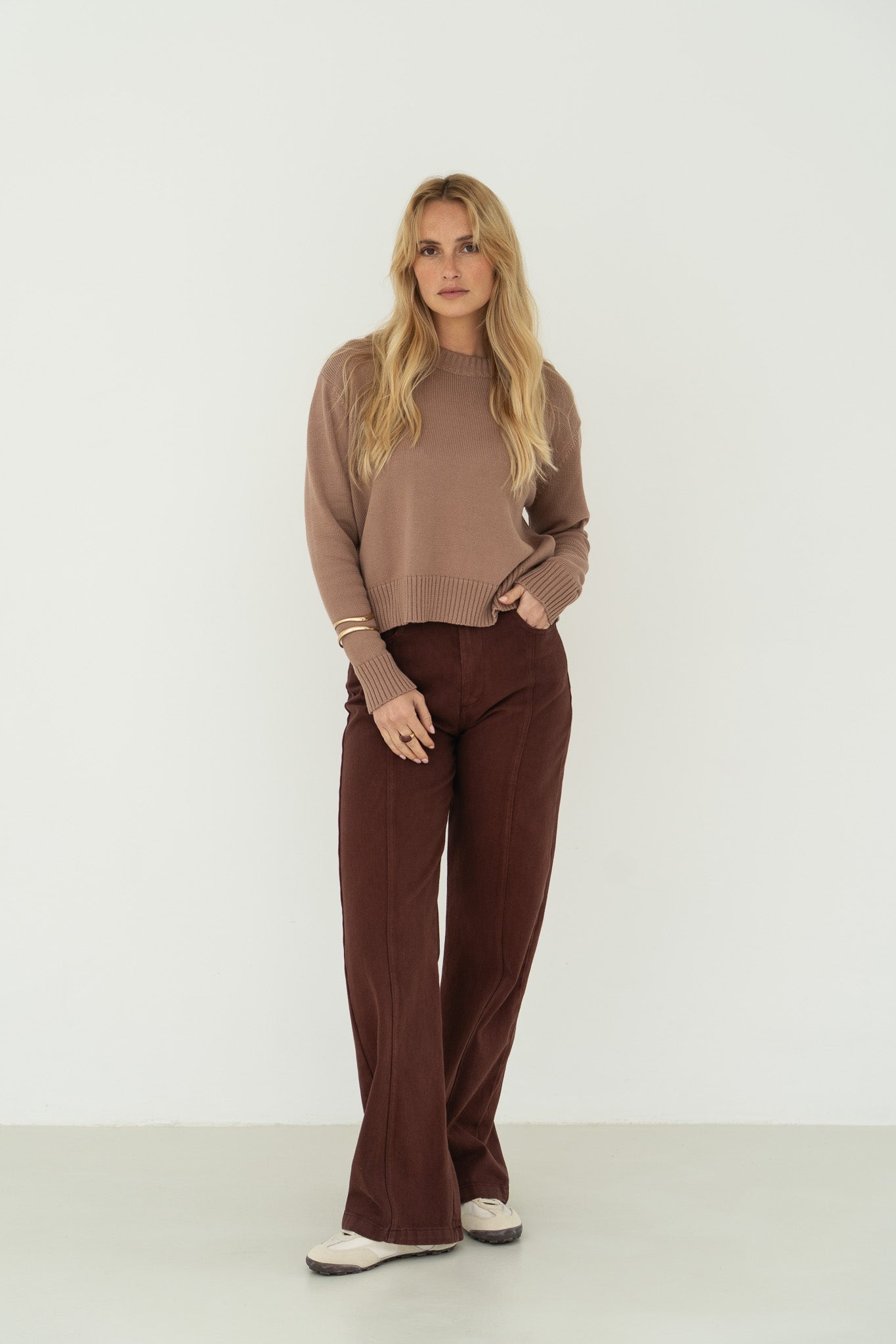 Claudia Mocha Cotton Crewneck