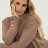 Claudia Mocha Cotton Crewneck