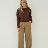 Claudia Brown Cotton Crewneck