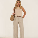 Claire Beige Halter Knit Top - Näz - Sustainable Fashion Made in Portugal