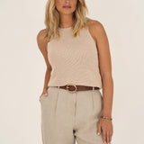 Claire Beige Halter Knit Top - Näz - Sustainable Fashion Made in Portugal