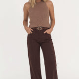 Claire Mocha Halter Knit Top - Näz-Sustainable Fashion Made in Portugal