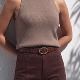 Claire Mocha Halter Knit Top - Näz-Sustainable Fashion Made in Portugal