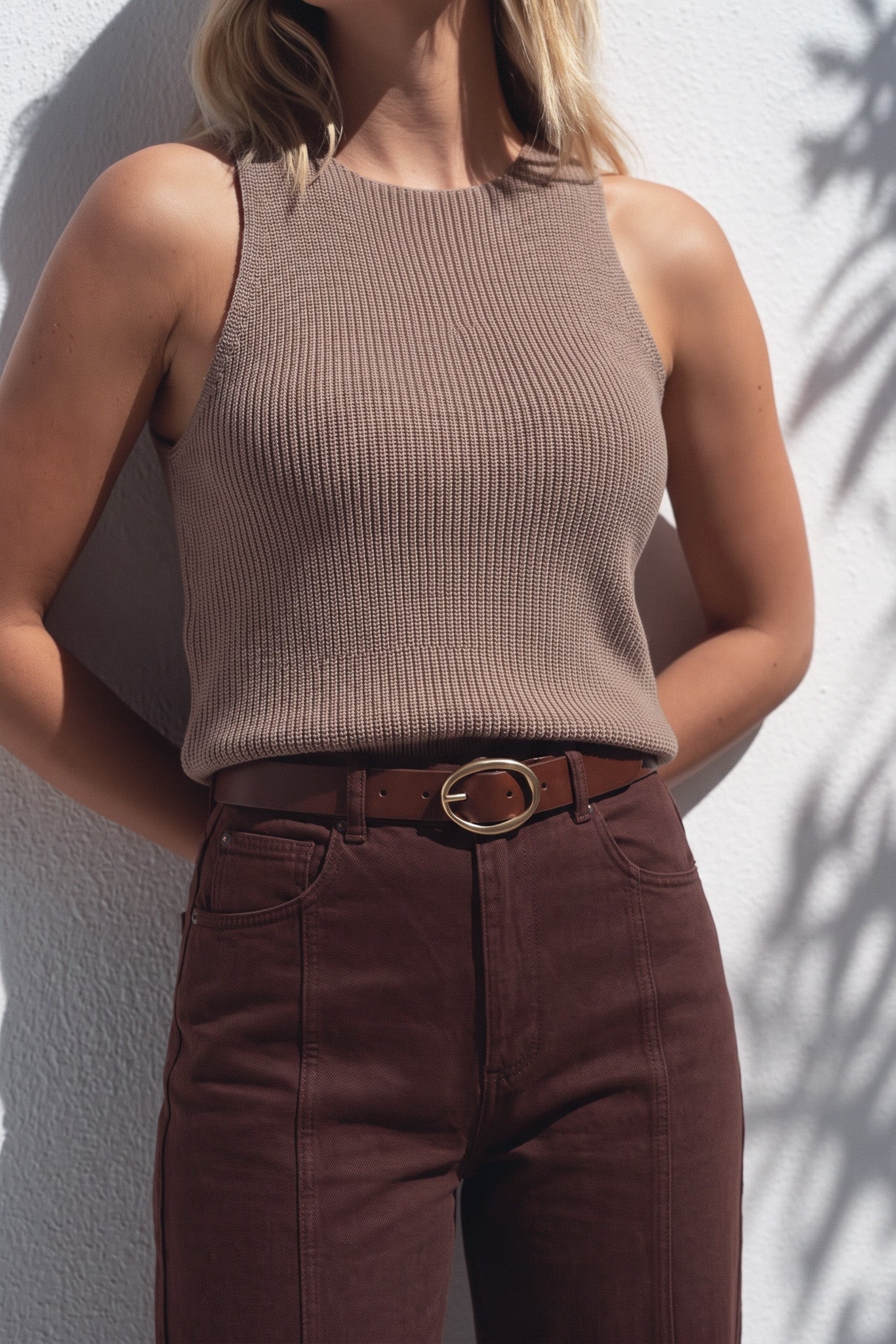 Claire Mocha Halter Knit Top - Näz-Sustainable Fashion Made in Portugal
