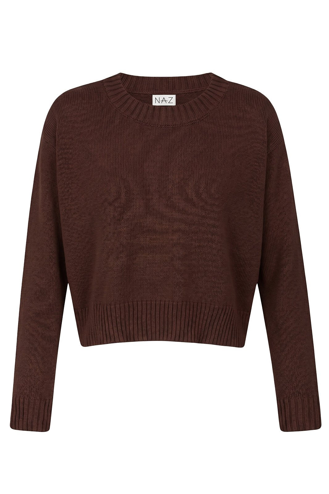 Claudia Brown Cotton Crewneck - Näz-Sustainable Fashion Made in Portugal