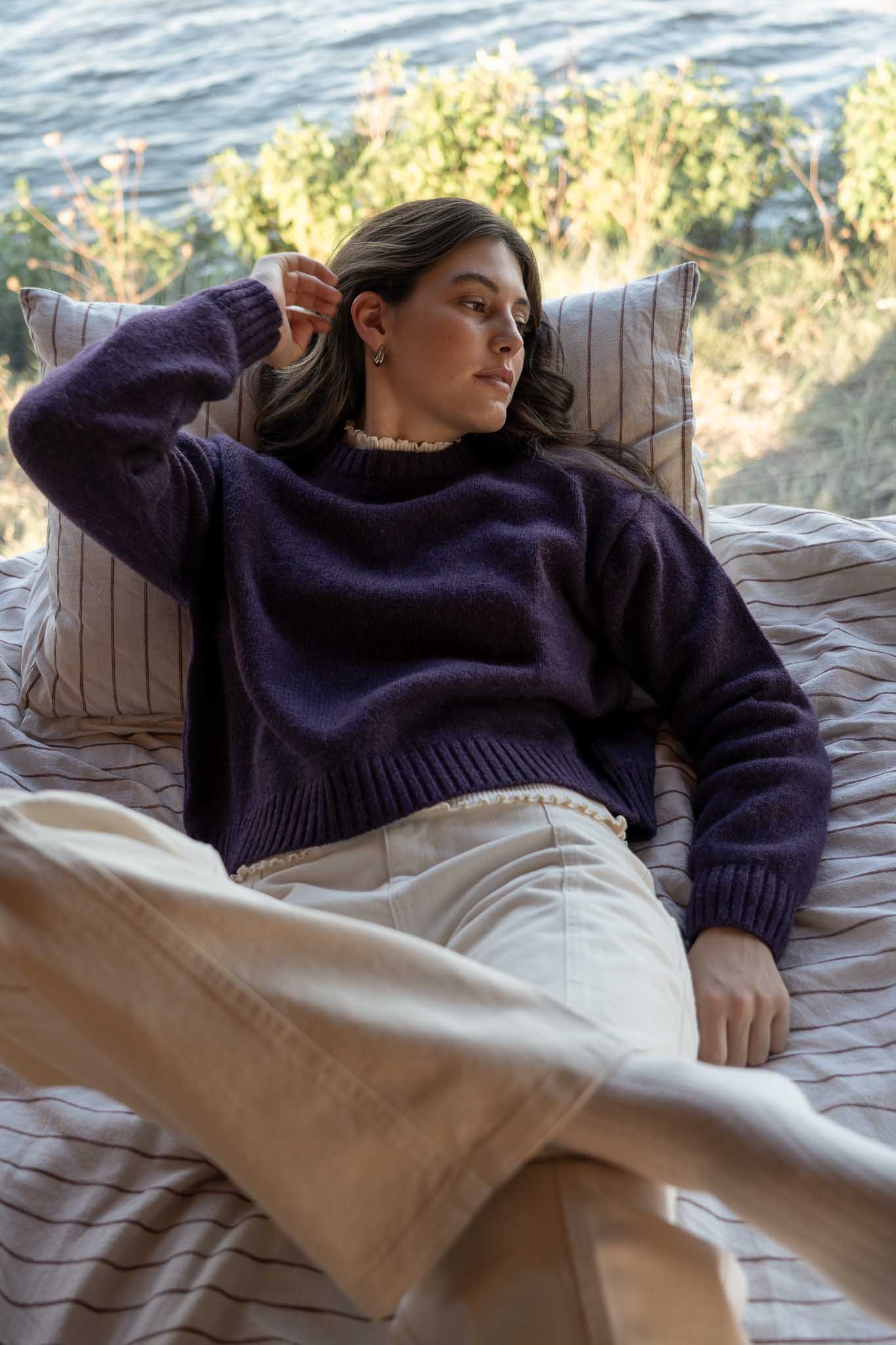 Claudia Eggplant Alpaca Crewneck - Näz-Sustainable Fashion Made in Portugal