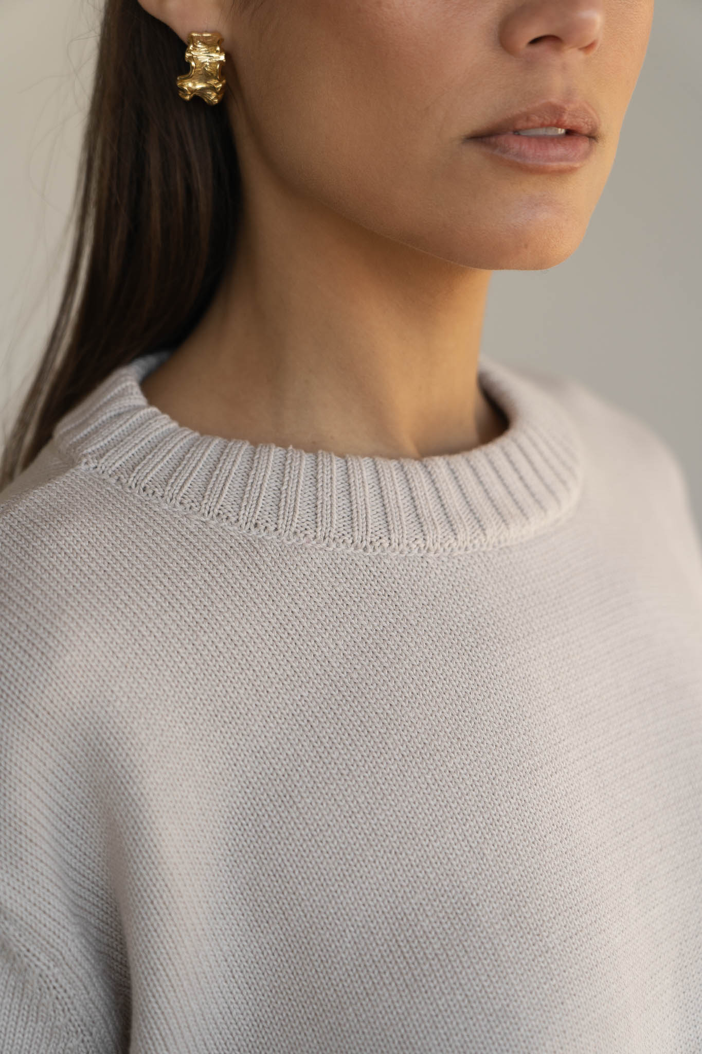 Claudia Grey Cotton Crewneck - Näz - Sustainable Fashion Made in Portugal