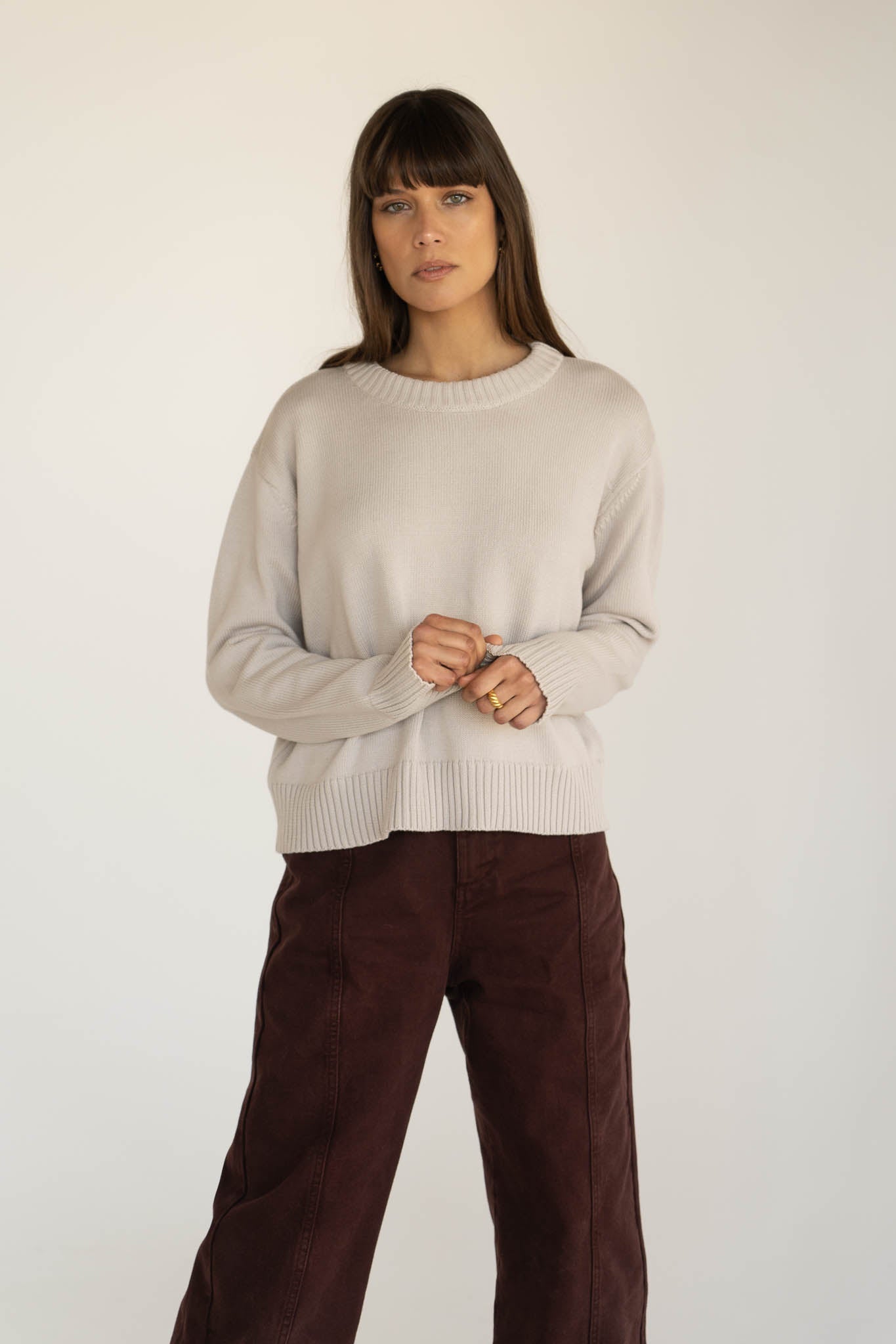 Claudia Grey Cotton Crewneck - Näz - Sustainable Fashion Made in Portugal