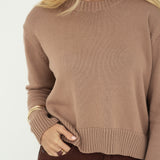 Claudia Mocha Cotton Crewneck - Näz-Sustainable Fashion Made in Portugal