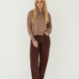 Claudia Mocha Cotton Crewneck - Näz-Sustainable Fashion Made in Portugal