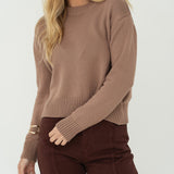 Claudia Mocha Cotton Crewneck - Näz-Sustainable Fashion Made in Portugal