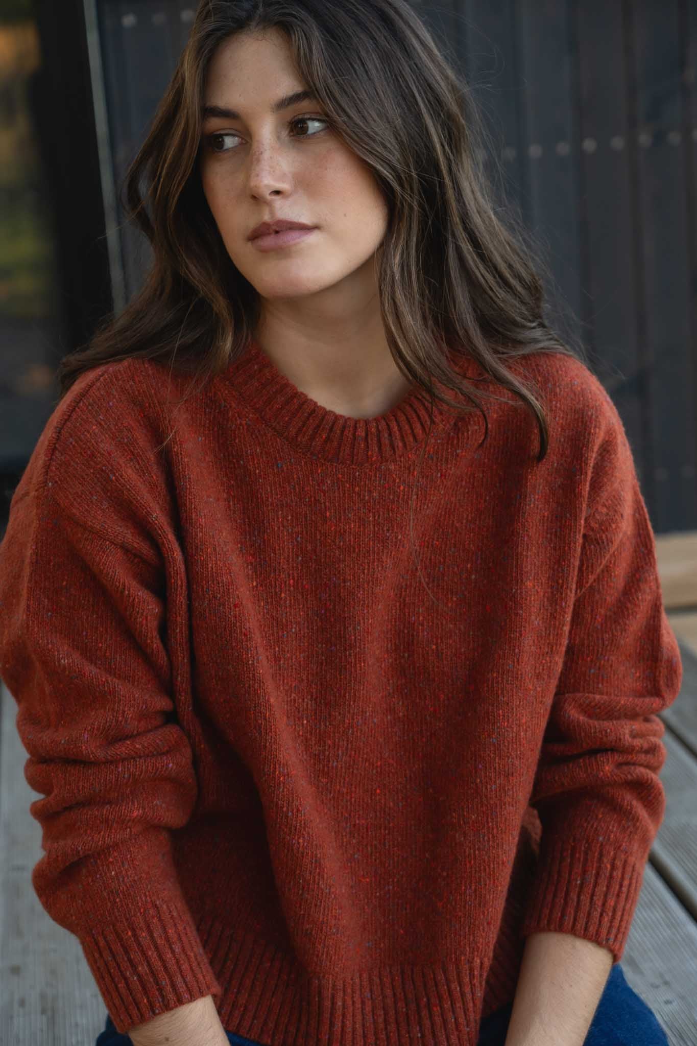 Claudia Orange Merino Neps - Näz-Sustainable Fashion Made in Portugal