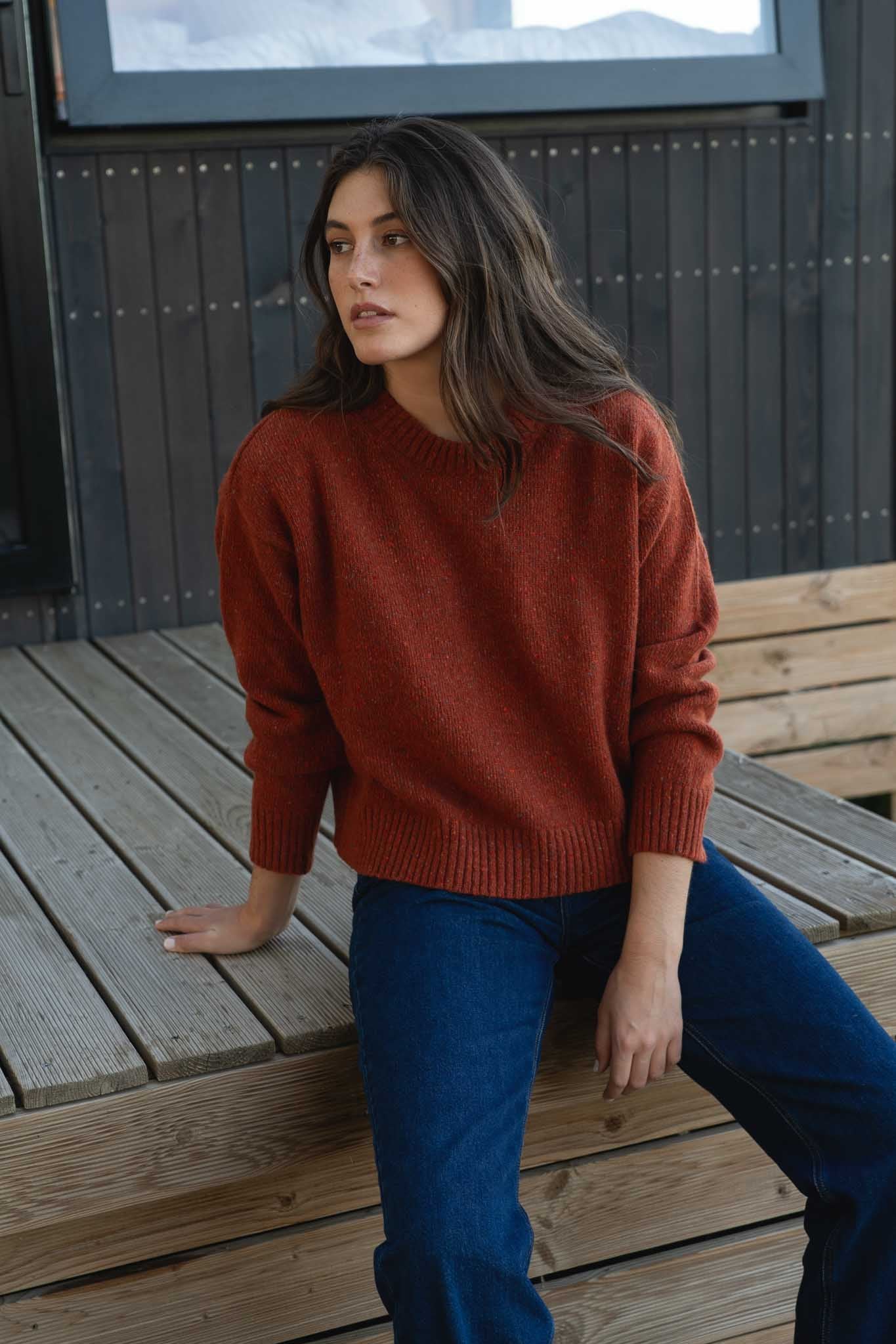 Claudia Orange Merino Neps - Näz-Sustainable Fashion Made in Portugal