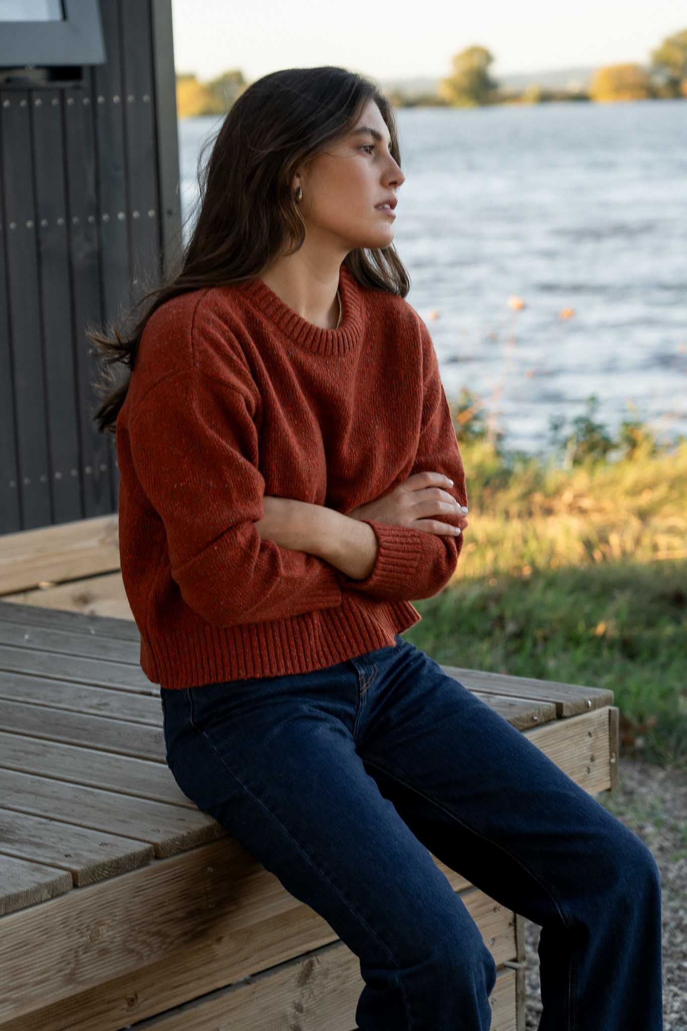 Claudia Orange Merino Neps - Näz-Sustainable Fashion Made in Portugal