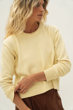 Claudia Yellow Cotton Sweater - Näz - Sustainable Fashion Made in Portugal