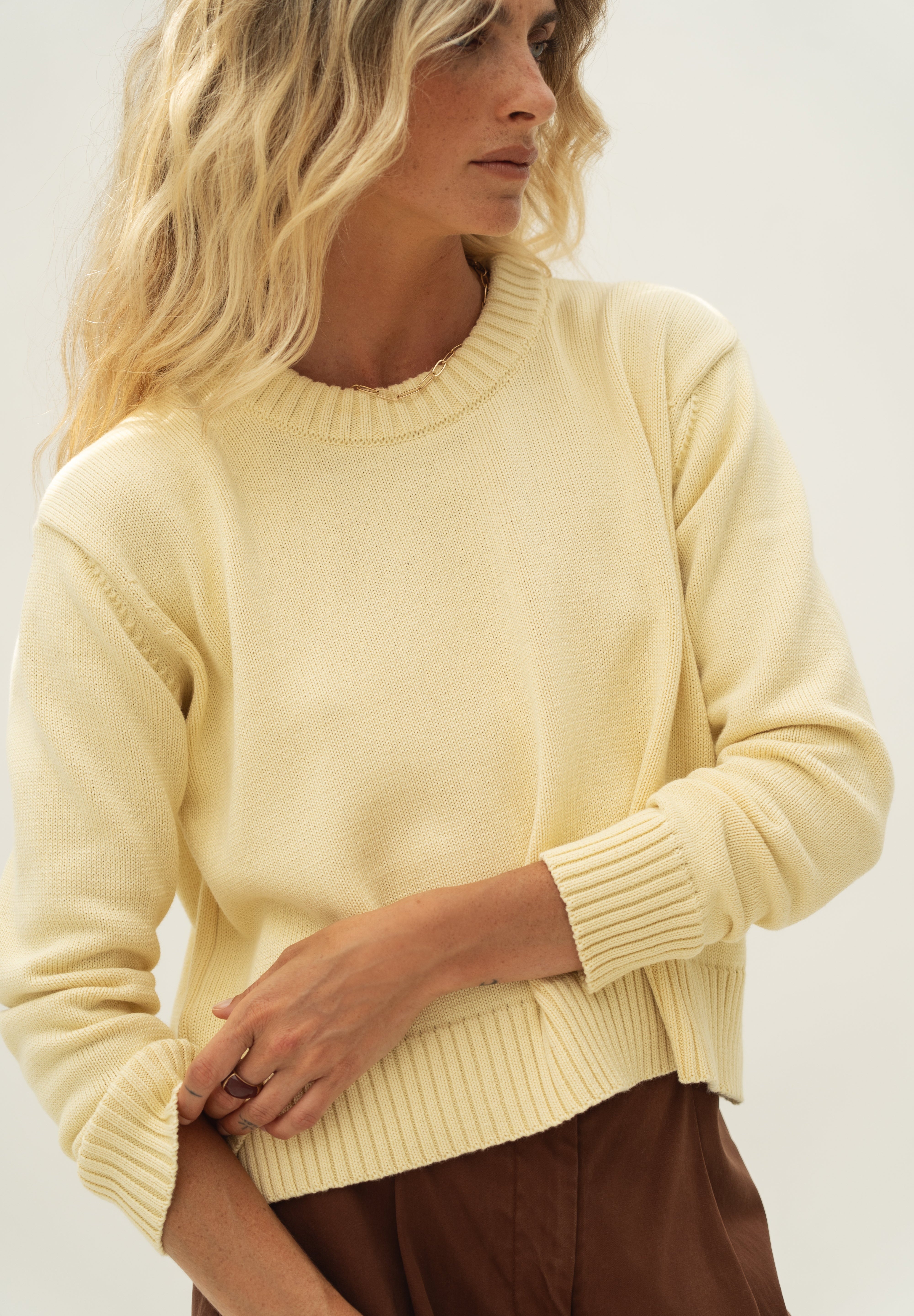 Claudia Yellow Cotton Sweater - Näz - Sustainable Fashion Made in Portugal