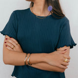 Dawn Navy Cotton T-shirt - Näz - Sustainable Fashion Made in Portugal