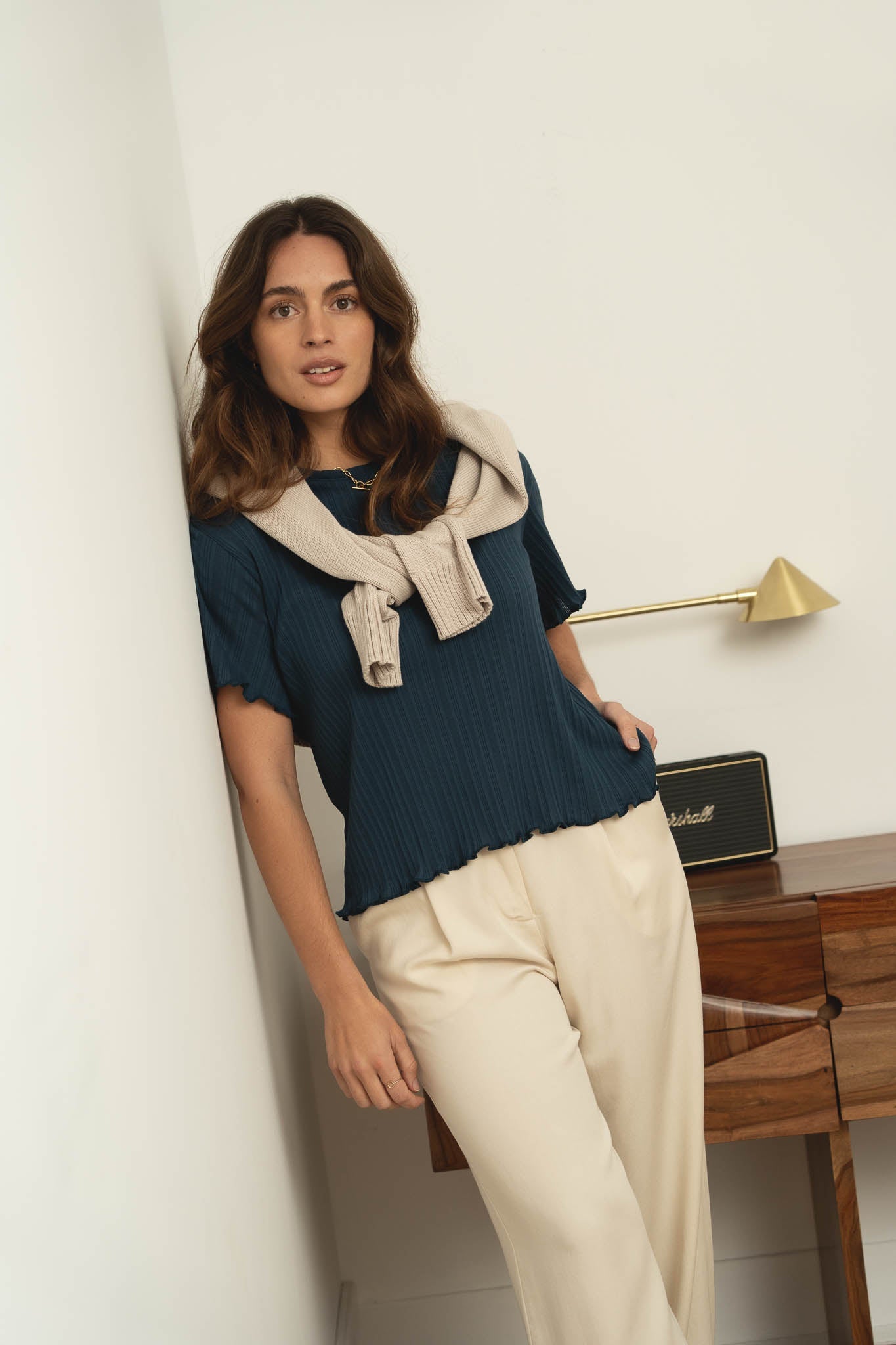 Dawn Navy Cotton T-shirt - Näz - Sustainable Fashion Made in Portugal