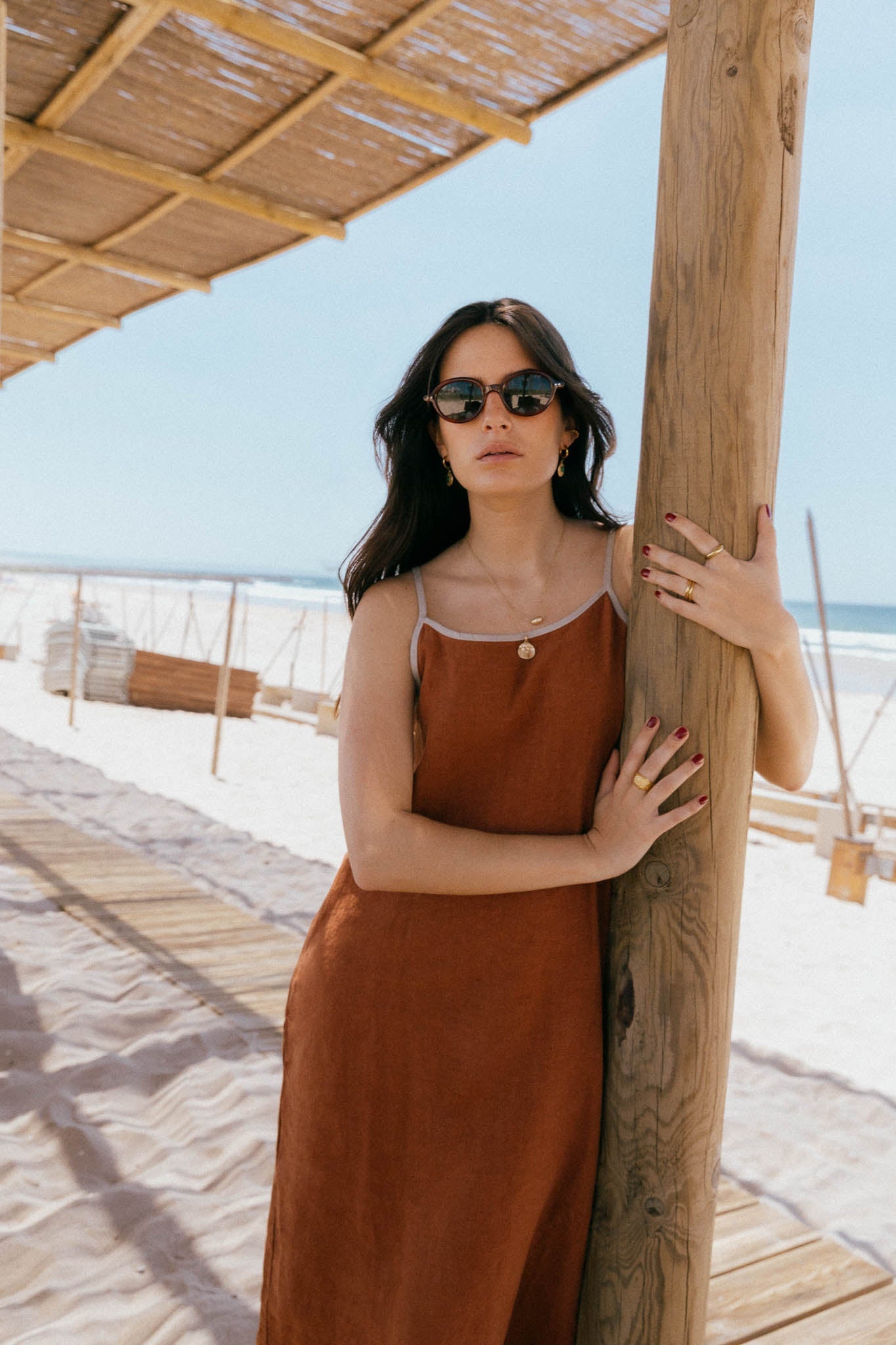 Eline Terracota Linen Dress - Näz - Sustainable Fashion Made in Portugal