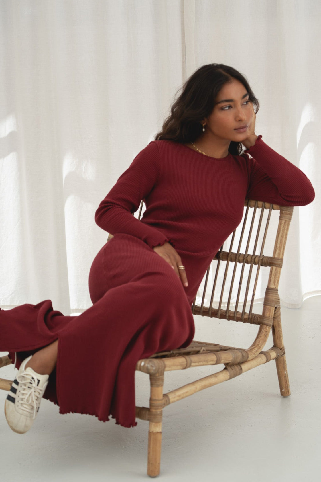 Ella Bordeaux Rib Dress - Näz - Sustainable Fashion Made in Portugal