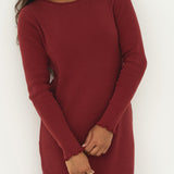 Ella Bordeaux Rib Dress - Näz - Sustainable Fashion Made in Portugal