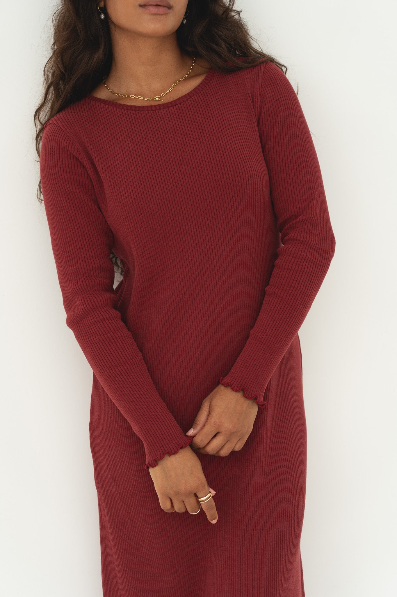 Ella Bordeaux Rib Dress - Näz - Sustainable Fashion Made in Portugal