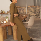 Ella Olive Rib Dress - Näz - Sustainable Fashion Made in Portugal