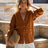 Emilia Brown Linen Shirt - Näz - Sustainable Fashion Made in Portugal