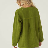 Emilia Green Linen Shirt - Näz - Sustainable Fashion Made in Portugal