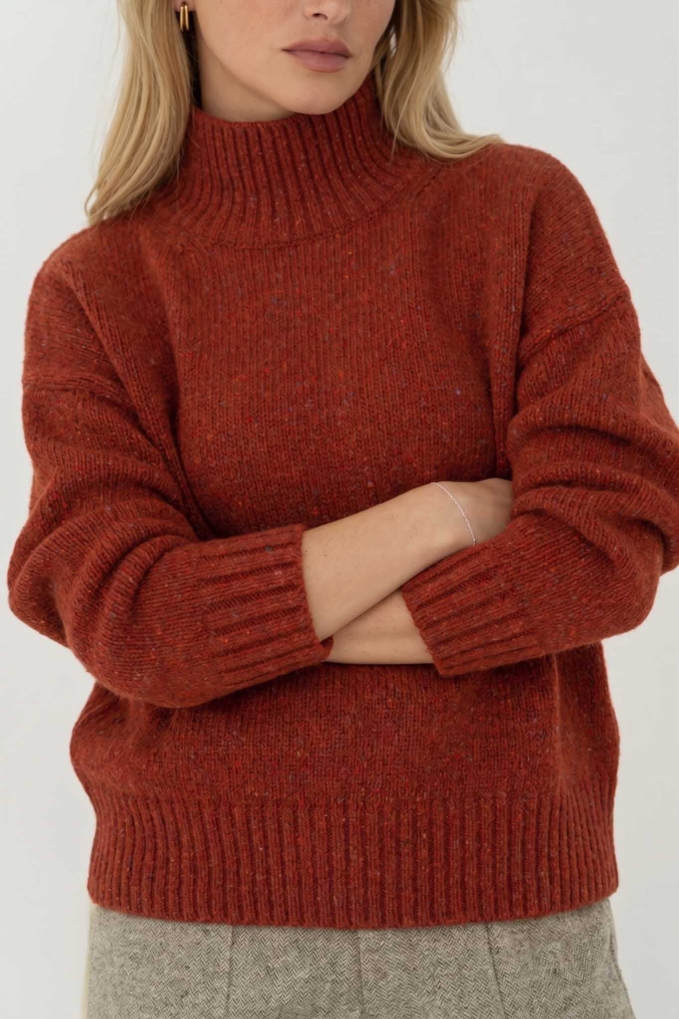 Emma Merino Neps Orange - Näz-Sustainable Fashion Made in Portugal