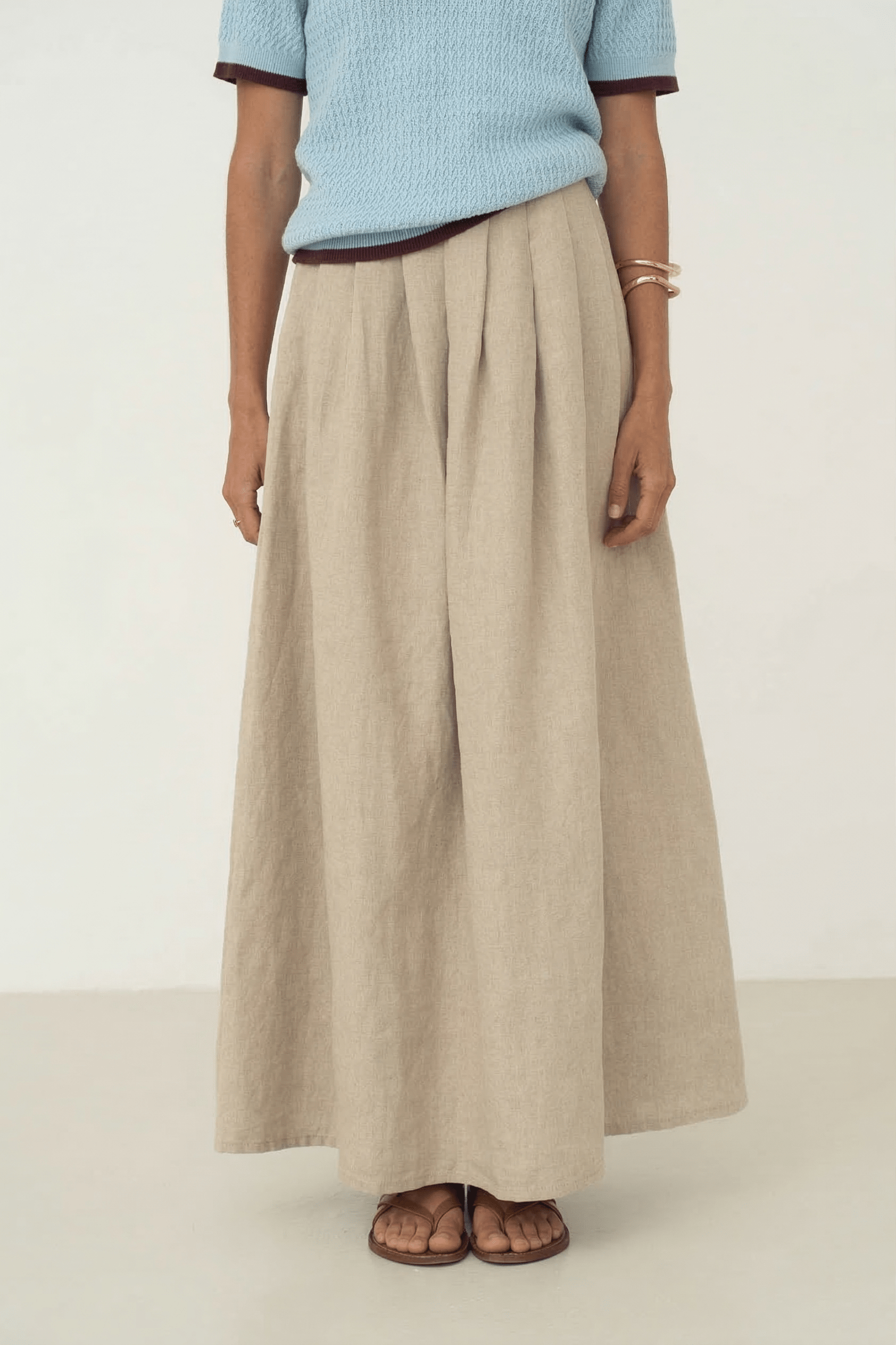 Freya Beige Linen Skirt - Näz - Sustainable Fashion Made in Portugal
