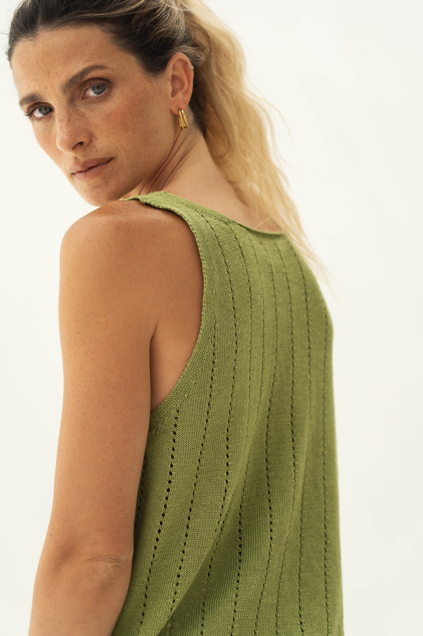 Jaya Green Linen Top - Näz - Sustainable Fashion Made in Portugal