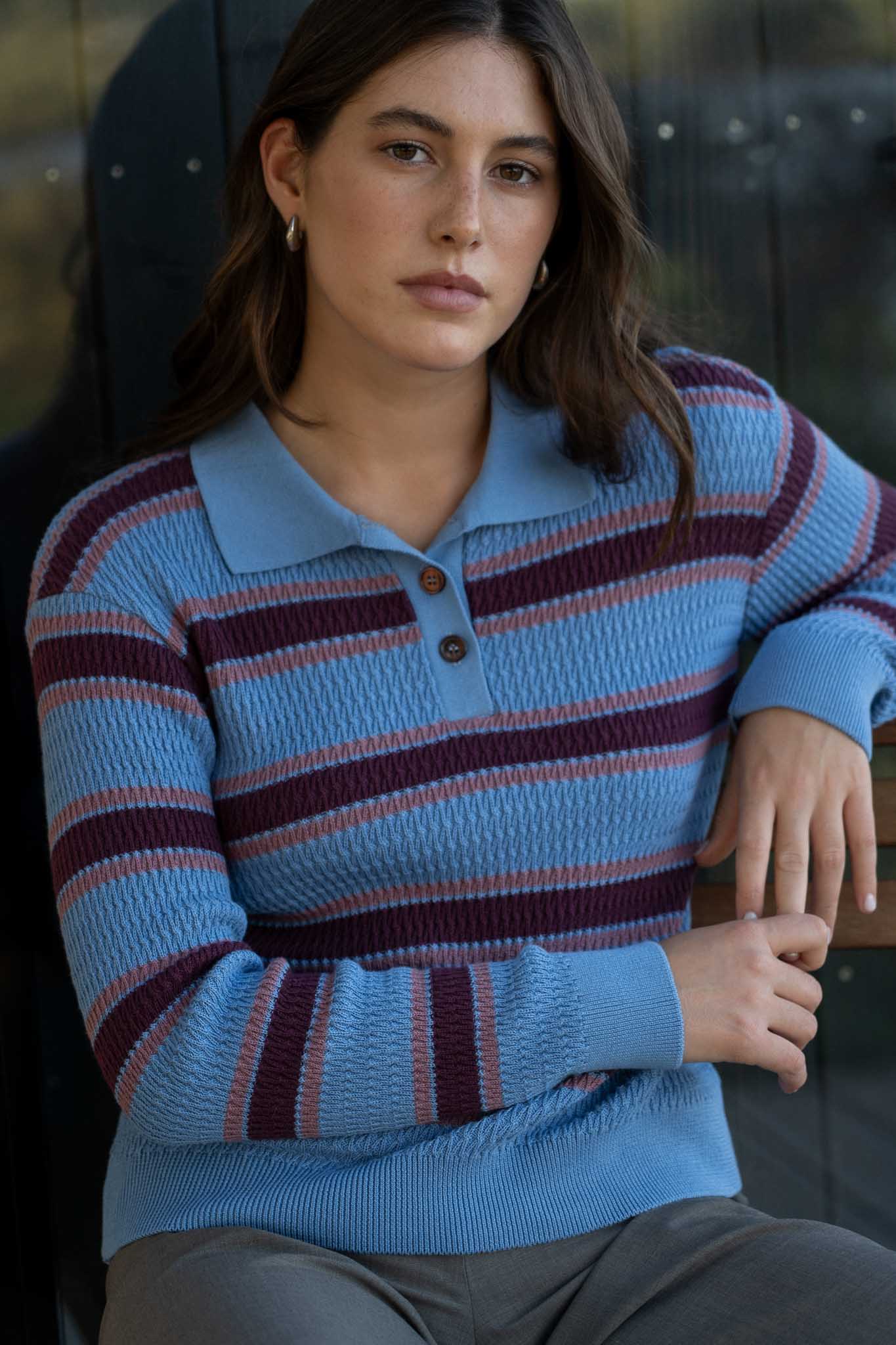 Leo Blue Cotton Polo - Näz-Sustainable Fashion Made in Portugal