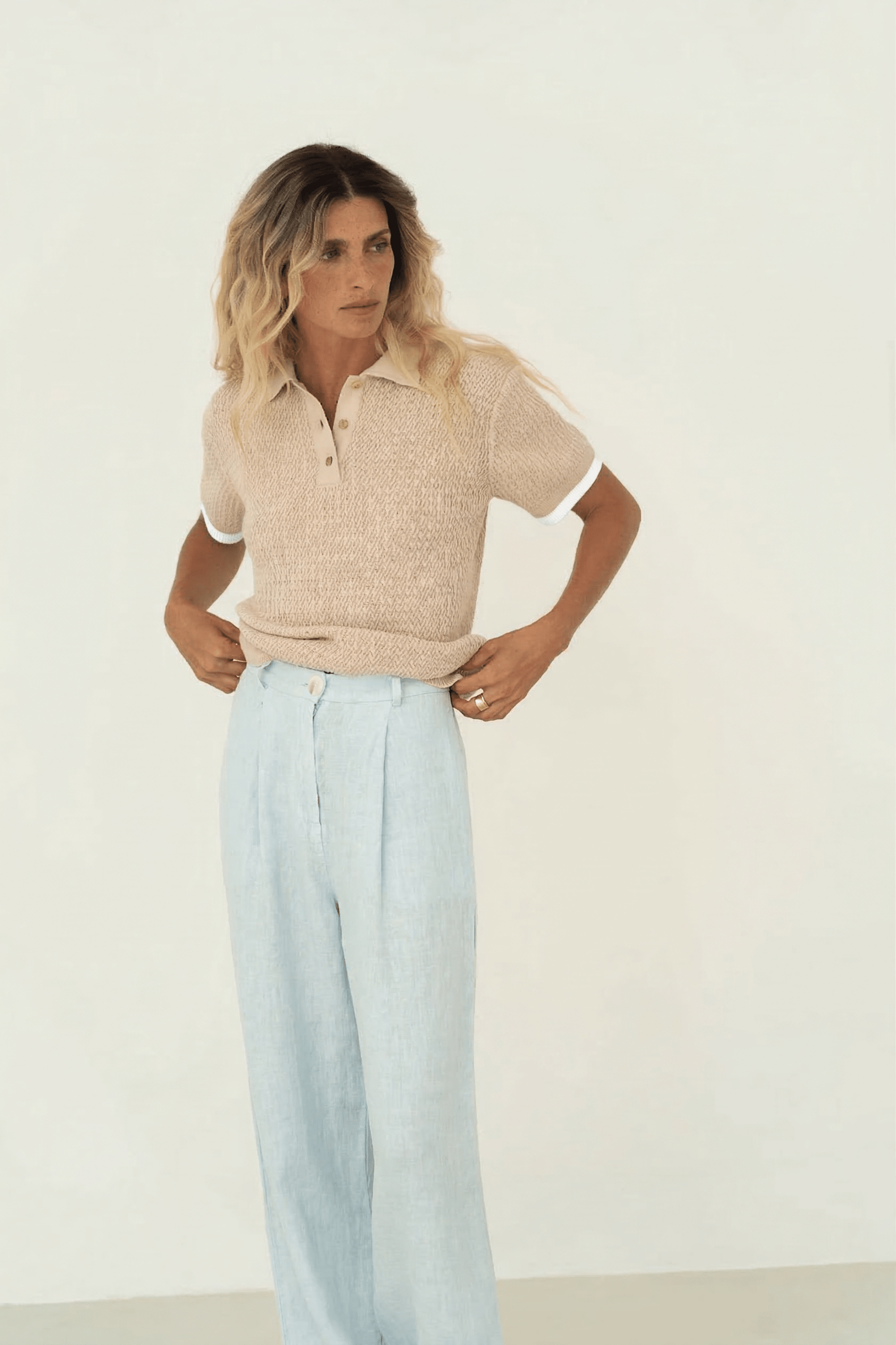 Lilly Beige Cotton Polo - Näz - Sustainable Fashion Made in Portugal