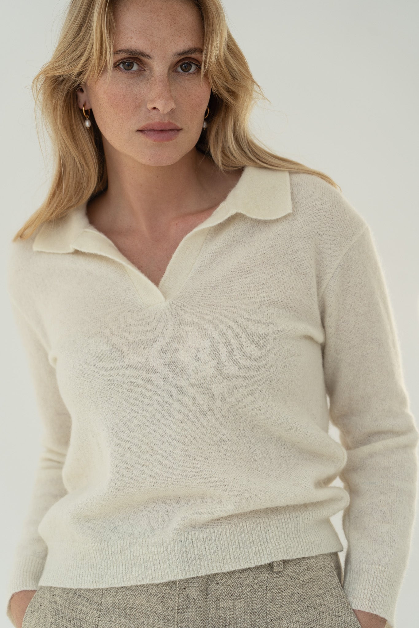 Lotte White Alpaca Polo - Näz-Sustainable Fashion Made in Portugal