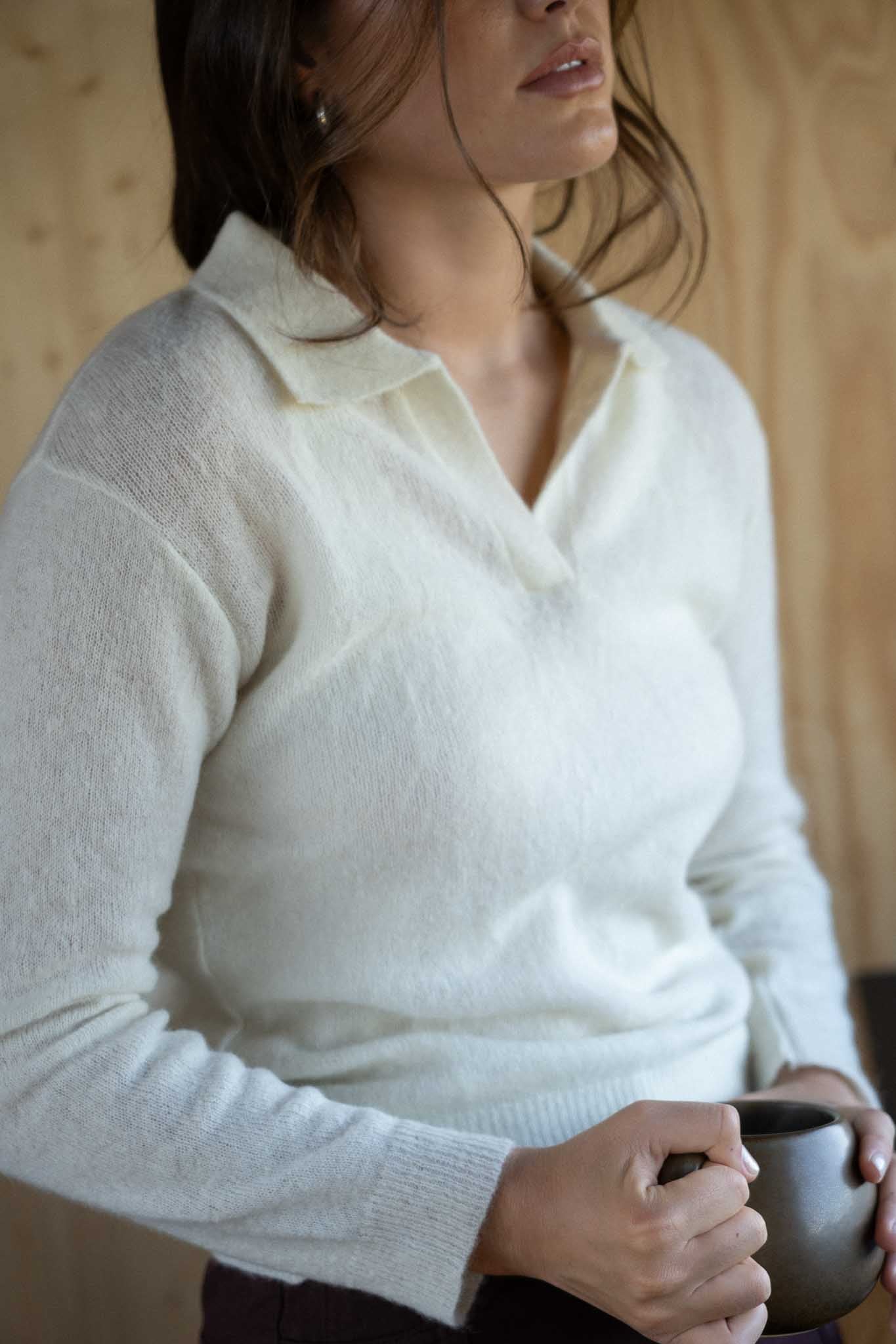 Lotte White Alpaca Polo - Näz-Sustainable Fashion Made in Portugal