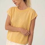 Lucia Yellow Linen Knit T-shirt - Näz - Sustainable Fashion Made in Portugal
