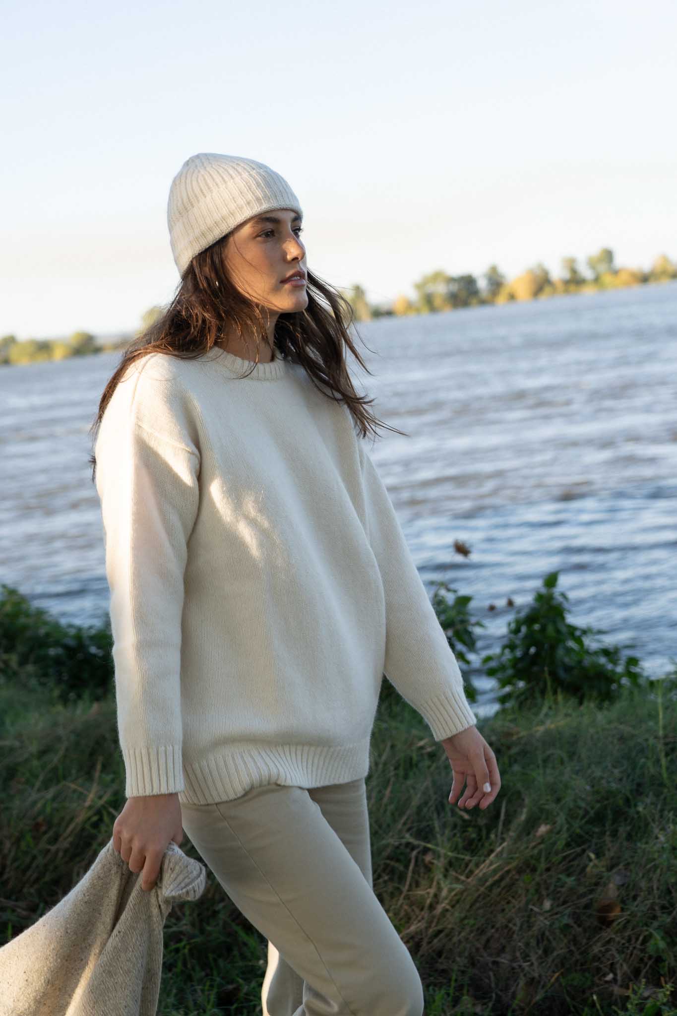 Lucie Alpaca Beanie White - Näz-Sustainable Fashion Made in Portugal