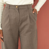 Mara Beige Wool Trousers - Näz - Sustainable Fashion Made in Portugal
