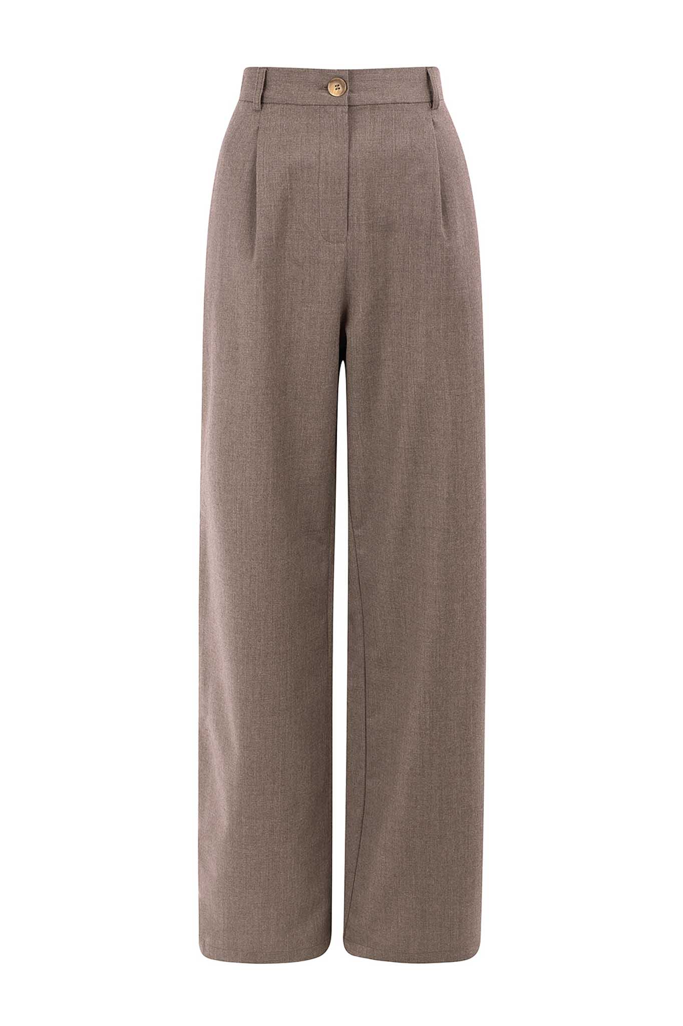 Mara Beige Wool Trousers - Näz - Sustainable Fashion Made in Portugal