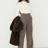 Mara Beige Wool Trousers - Näz - Sustainable Fashion Made in Portugal