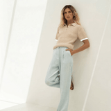 Mara Light Blue Linen Trousers - Näz - Sustainable Fashion Made in Portugal