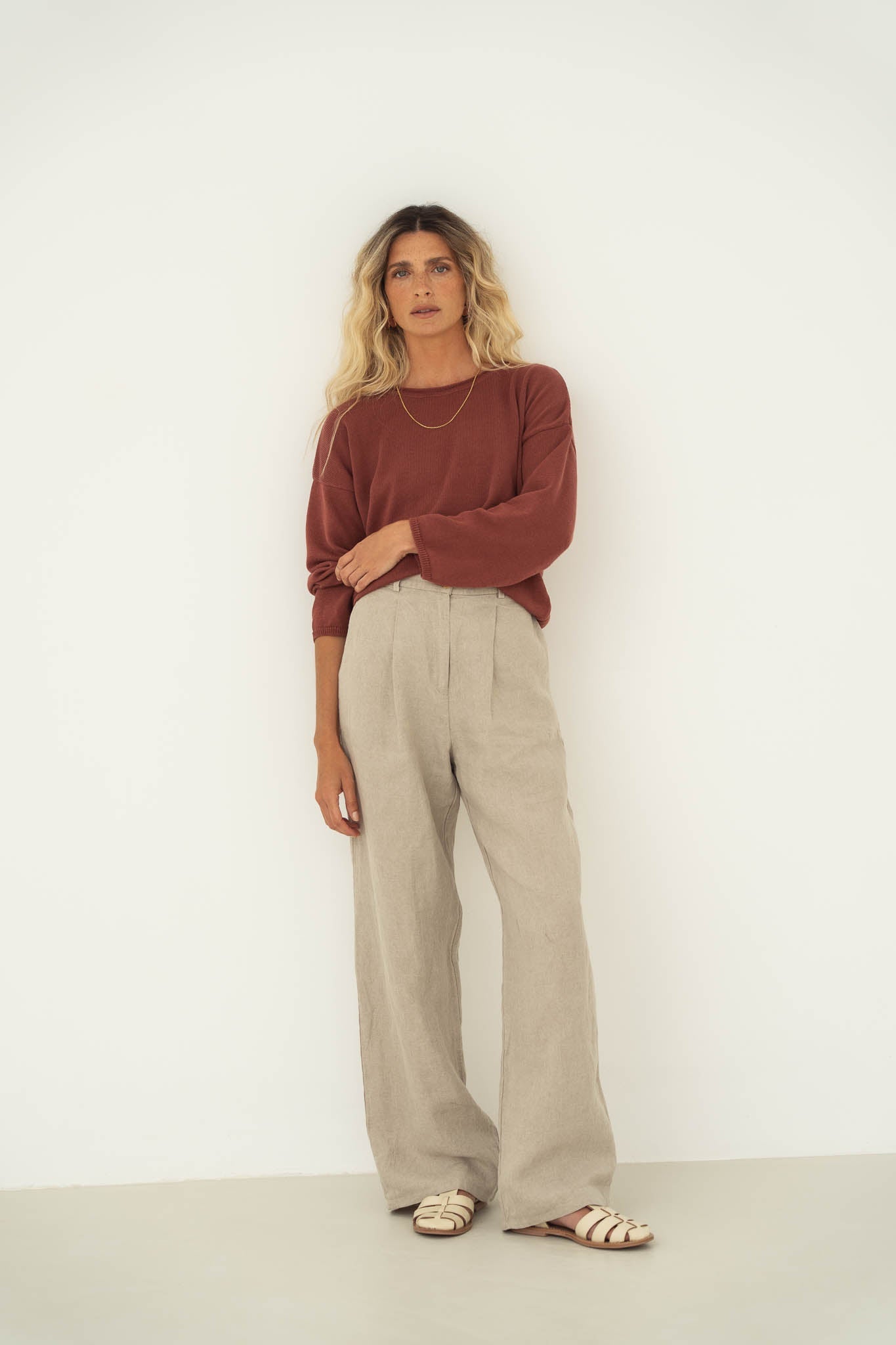 Mara Natural Linen Trousers - Näz - Sustainable Fashion Made in Portugal