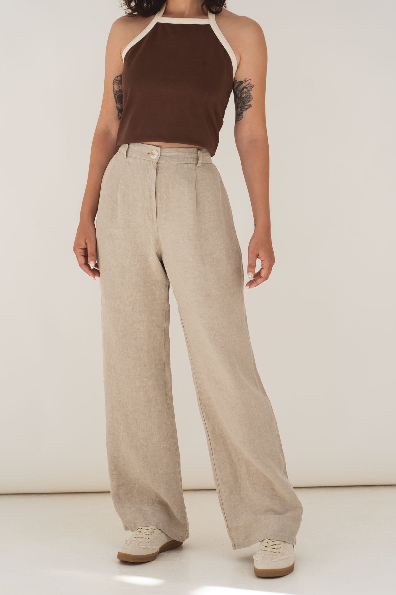 Mara Natural Linen Trousers - Näz - Sustainable Fashion Made in Portugal