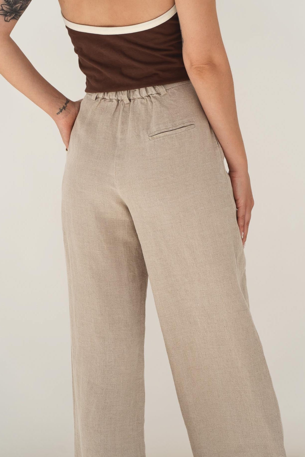 Mara Natural Linen Trousers - Näz - Sustainable Fashion Made in Portugal
