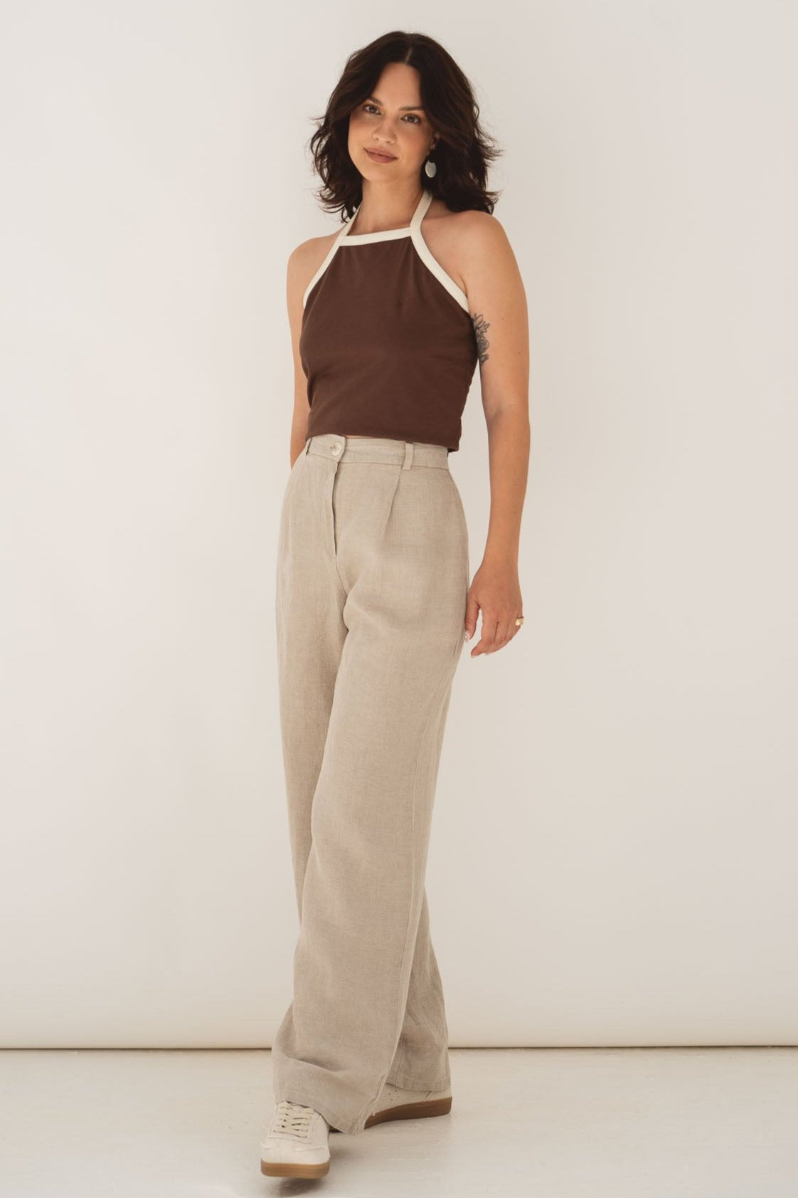Mara Natural Linen Trousers - Näz - Sustainable Fashion Made in Portugal