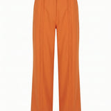 Mara Orange Frilled Trousers - Näz - Sustainable Fashion Made in Portugal