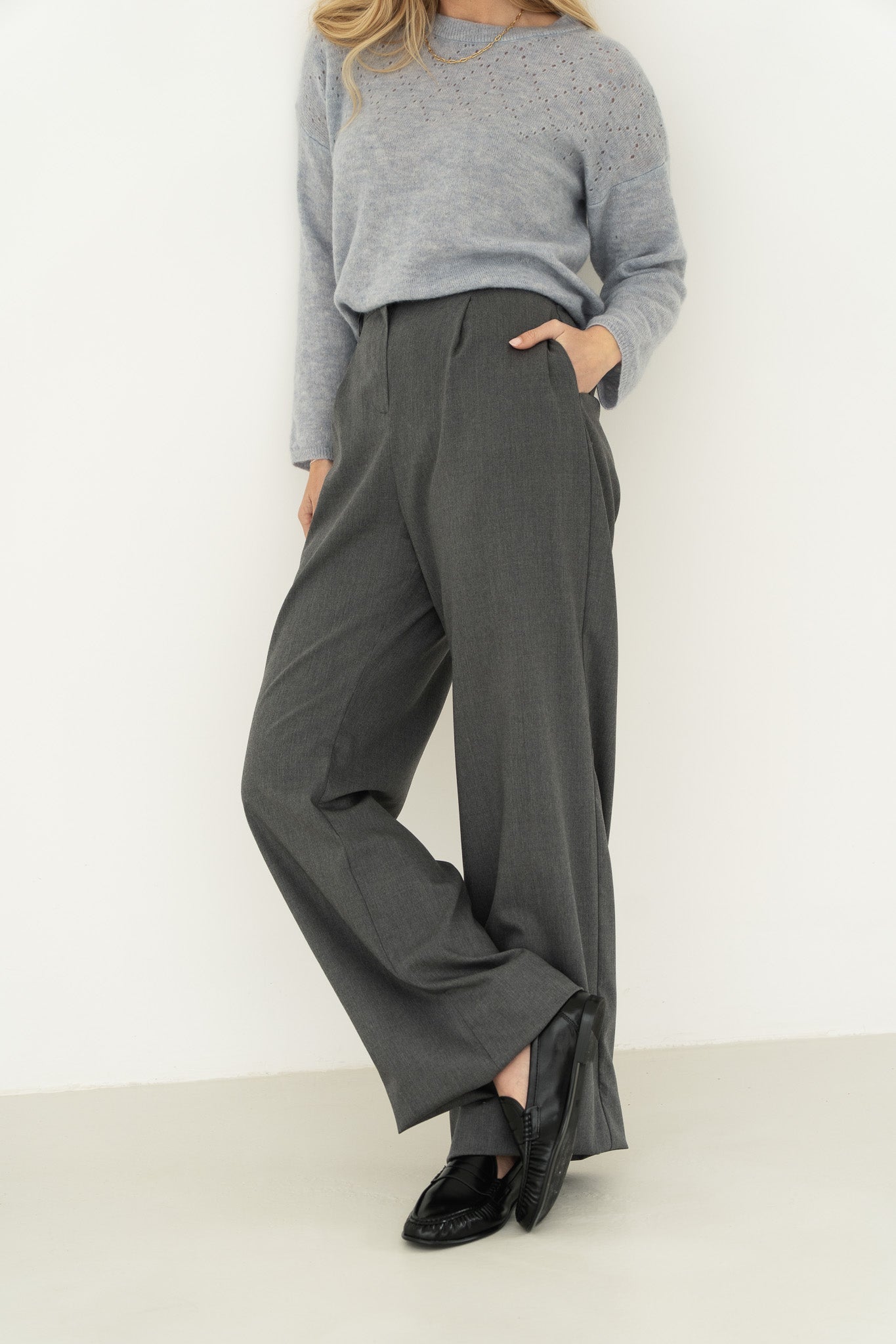 Mara Wool Trousers Grey - Näz-Sustainable Fashion Made in Portugal