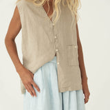 Mila Beige Linen Vest - Näz - Sustainable Fashion Made in Portugal